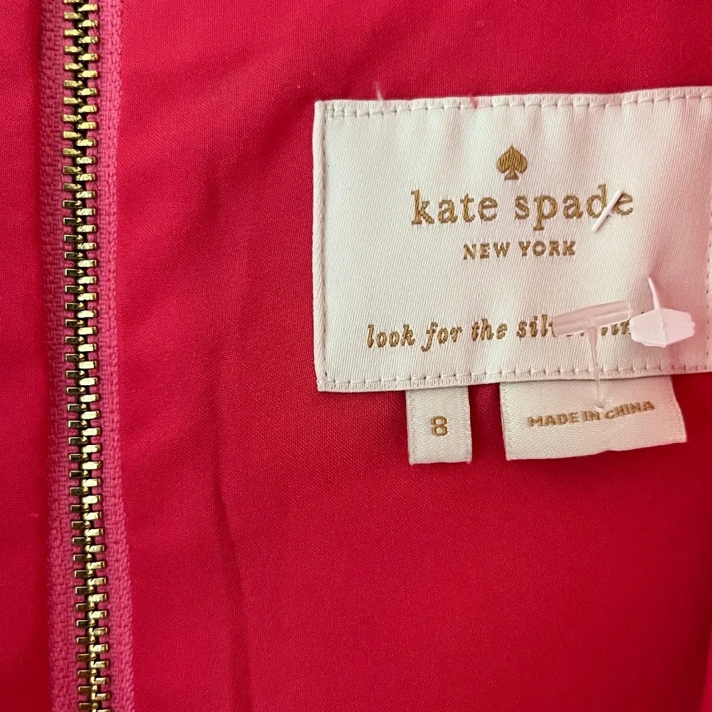 Kate Spade Sz 8 Coral Pink Midi Lined Tank Sheath V Neck Dress Back Zip - Picture 3 of 12